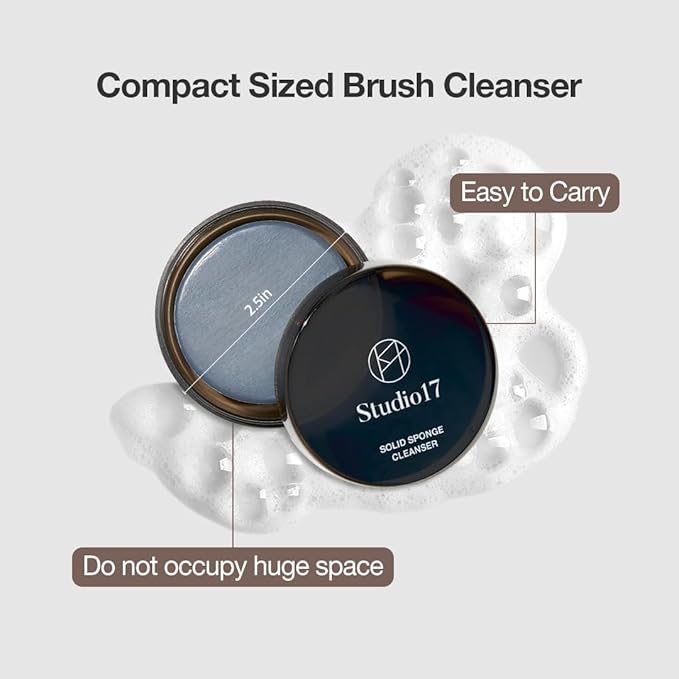 Solid Makeup Brush Cleaner 300+ Usage | Convenient Makeup Cleaner for Both Brushes & Puffs | Cosmetic Brush Cleaner Charcoal Included | Compact Size