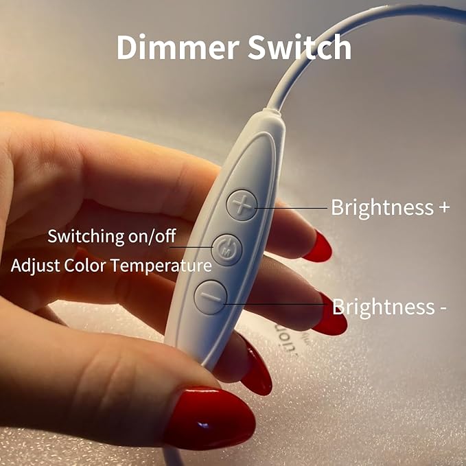 Small Half Moon Light for Nail Desk, 3 Color Temperature 3500K-6500K,180°Surround Moon Light Nail Tech,Half moon nail lamp for Manicure Sculpture Handicrafts etc Lighting,Personal DIY use 16inch