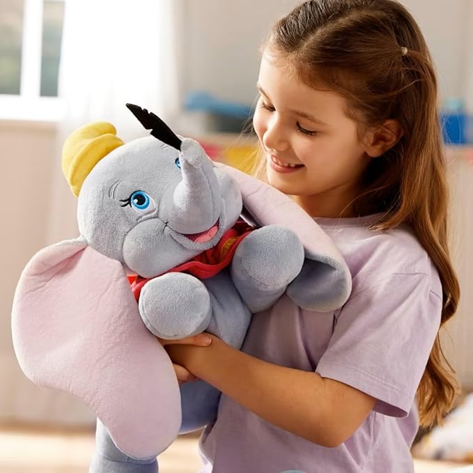 Disney Store Official Dumbo Medium Soft Toy for Kids, Cuddly Character with Fuzzy Texture and Embroidered Details, Floppy Oversized Ears, Disney Plushy Suitable for All Ages.