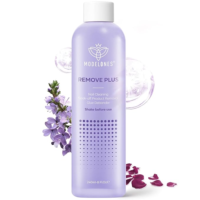 Modelones Acetone Nail Polish Remover, Gel Polish Remover with Jojoba Oil Gentle Professional Soak Off Removal for Press On Nails Glue Acrylic Dip Powder Nail Care Gift for Women 8 Fl Oz, Lavender