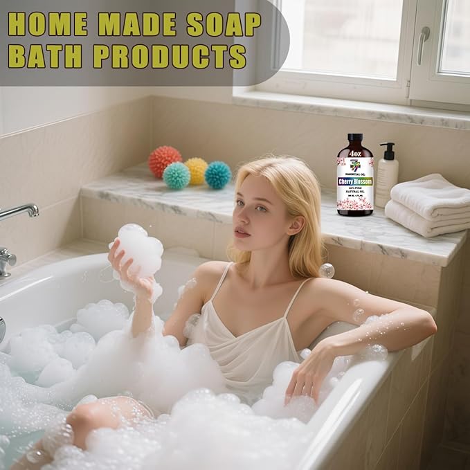 Cherry Blossom Essential Oil (4 oz/120 ml) — Cherry Blossom Oils for Aromatherapy, diffusers, humidifiers, Home fragrances, DIY Skincare, soap Making, DIY Candle, Relaxation, Yoga, and Meditation