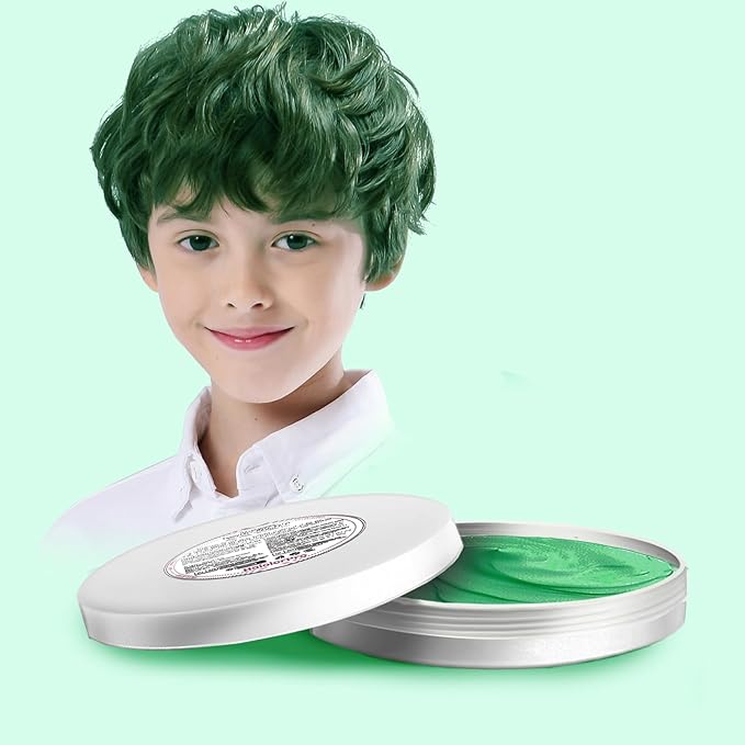 Green Hair Color Wax, Temporary Hair Color Wax, Temporary Hair Dye for Dark Hair, Washable, Kids, Halloween, Cosplay, Party, Girls