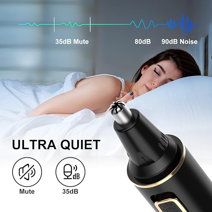 Nose Hair Trimmers for Men，Rechargeable Hair Trimmer 2 in 1 Painless Multifunctional Ear and Nose Hair Trimmer with IPX7 Waterproof Dual Edge Blades (Black)