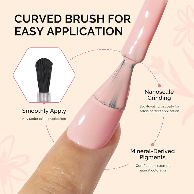 MelodySusie Fleurwee Plant Based Gel Nail Polish, Nail Polish Hema Free 21 Non Toxic Long Lasting No Chip Finger Toe Nail Art Manicure Salon DIY at Home Gifts for Women Pearlescent Pink P59
