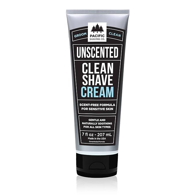 Pacific Shaving Company Clean Shaving Cream - Shea Butter + Vitamin E Shave Cream for Hydrated Sensitive Skin - Clean Formula for a Smooth, Anti-Redness + Irritation-Free Shave Cream (7 Oz)