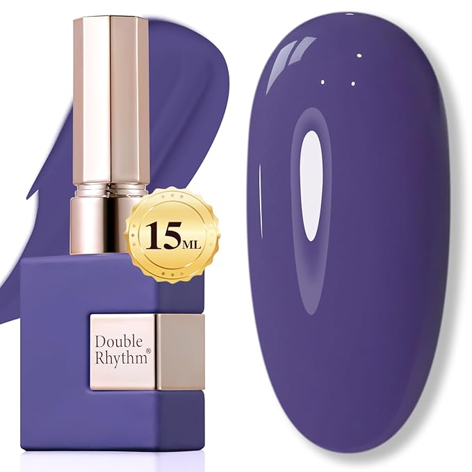 Double Rhythm 15ML Gel Polish Pure Sheer Same Color Same Bottle Soak Off Gel Polish Art Manicure Salon DIY at Home for Women (Deep Purple Blue-A1474)