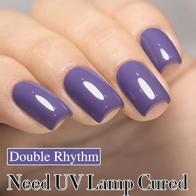 Double Rhythm 15ML Gel Polish Pure Sheer Same Color Same Bottle Soak Off Gel Polish Art Manicure Salon DIY at Home for Women (Deep Purple Blue-A1474)