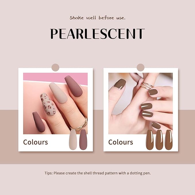 JR 9pcs 15ml Autumn Gel Nail Polish Set Brown Nude Fall Gel Polish Kit UV LED Soak Off Polish Home DIY Brown Gel Polish Set 15ml