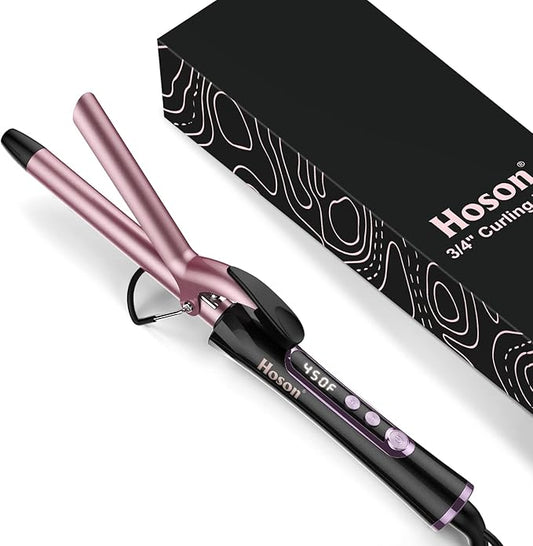 3/4 Inch Curling Iron for Short Hair, Dual Voltage Hair Curling Iron Ceramic, Professiona Curling Wand Tourmaline(Rose Gold)