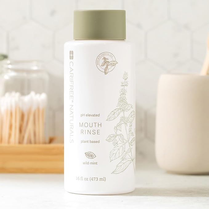 CariFree Naturals Mouth Rinse, pH Elevated, Fluoride-Free, with Magnolia Bark & Essential Oils, Organic Ingredients, Alcohol-Free, Dentist Recommended, Dentist Developed Wild Mint 16 Fl Oz (Pack of 2)