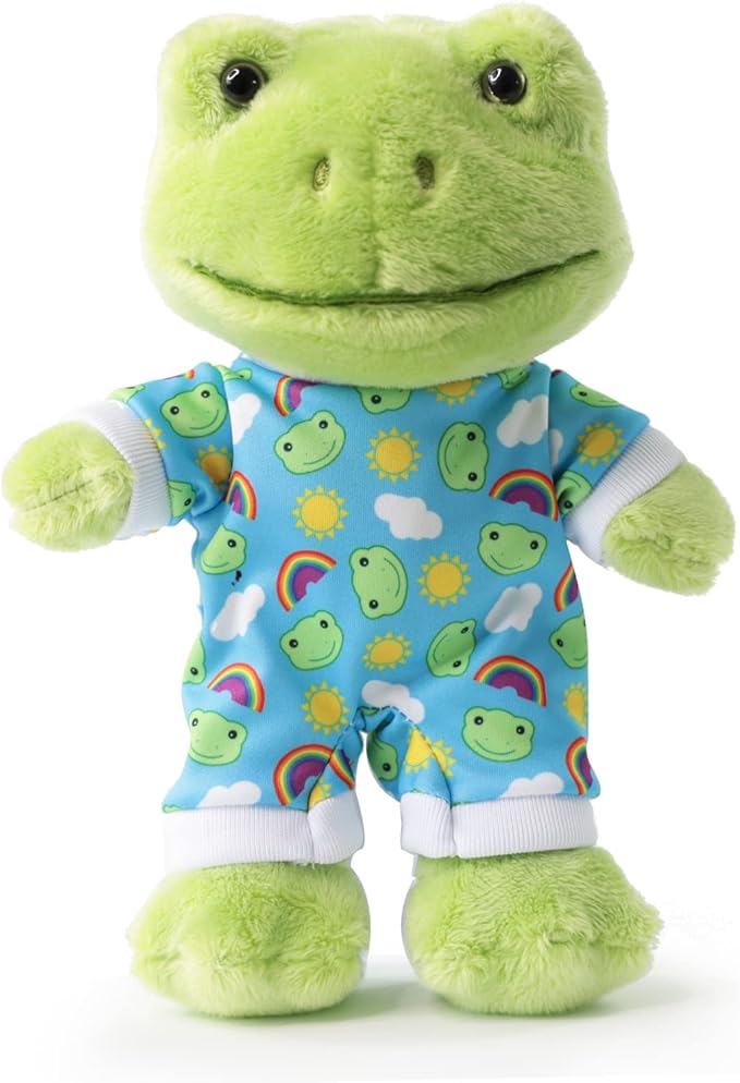 9Inch Green Frog Plush, Soft Frog Stuffed Animal Plush Toy, Kawaii Plush Doll, Cute Plushie with Cloths Toy Gift for Kids Children Birthday