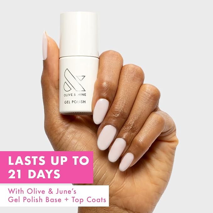 Olive & June Gel Polish | UV LED Nail Lamp Needed | Long Lasting Formula | Up to 21 Days of Wear | Damage-Free Removal | Salon-Quality Manicure at Home | Icing is the Best Part | White Sheer