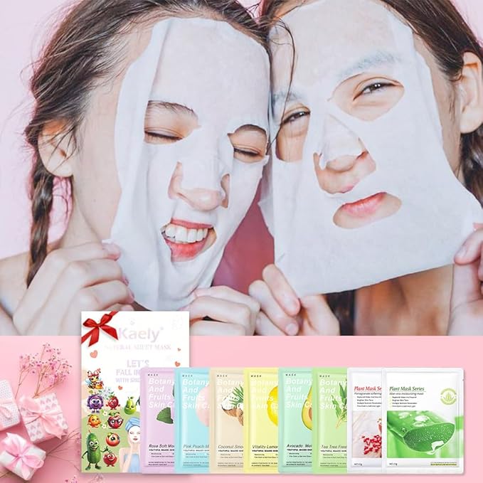 evpct 8 Pack Kids Face Masks for Kids Girls Spa, Girls Kids Facial Spa Day Slumber Sleepover Birthday Party Favors Supplies Kit for Girl, Kid Friendly Facial Face Sheet Masks Bulk Skincare for Kid,B01