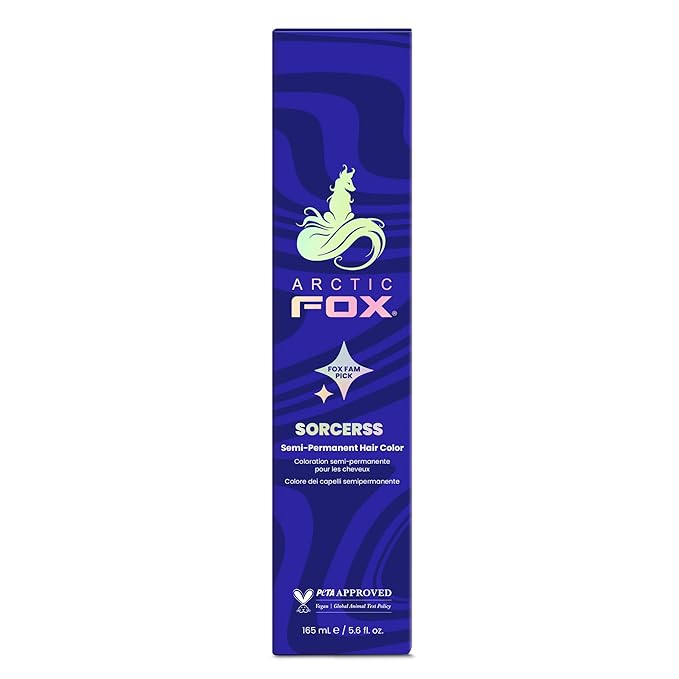Arctic Fox Semi-Permanent Hair Color Dye, Vegan & Cruelty-Free, Conditioning, Ammonia-Free, Peroxide-Free, Midnight Blue, Sorceress, 5.6 fl oz