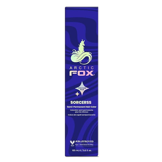 Arctic Fox Semi-Permanent Hair Color Dye, Vegan & Cruelty-Free, Conditioning, Ammonia-Free, Peroxide-Free, Midnight Blue, Sorceress, 5.6 fl oz
