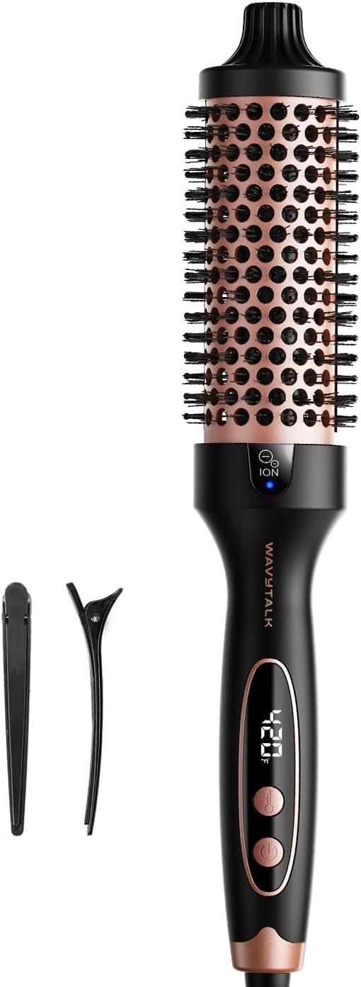 Wavytalk Blowout Boost Thermal Brush, 1.5 inch Heated Round Brush Curling Iron for Blowout Look, Dual Voltage, Ceramic Tourmaline, Ionic Technology, 5 Temperature Settings