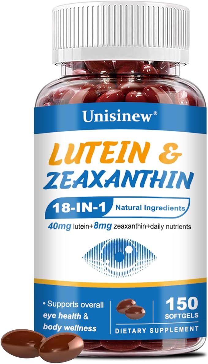 Lutein and Zeaxanthin Supplement - Eye Vitamins, 40 mg Lutein & 8 mg Zeaxanthin with Vitamins C, E, Zinc, Omega-3 & CoQ10 for Blue Light Protection, Eye Health Support  - 150 Softgels
