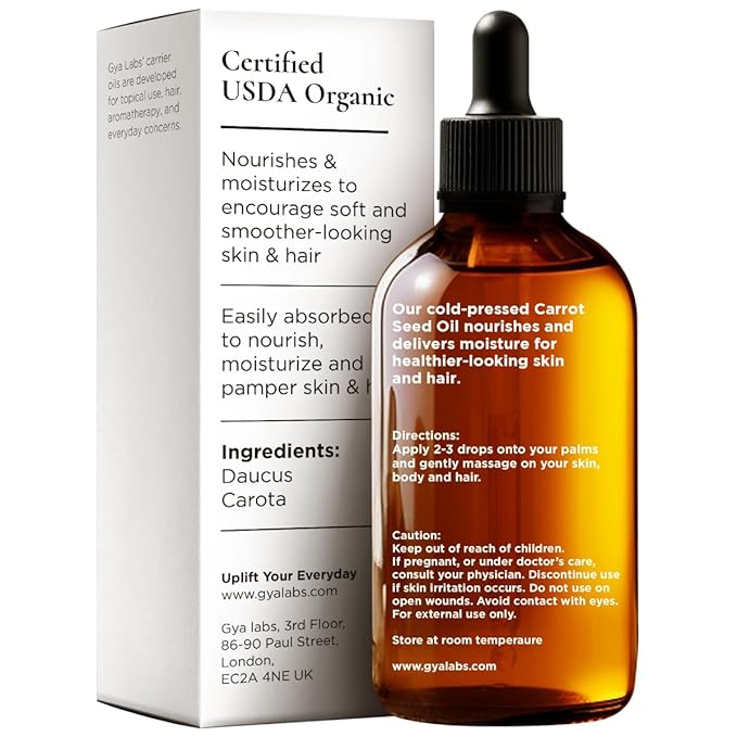 Gya Labs Carrot Seed Carrier Oil - 1 Fl Oz - for Hair, Skin, Face, Scalp & Body Massage