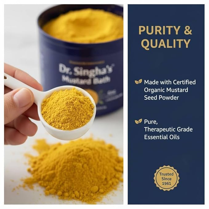 Dr. Singha's Mustard Bath Salts - 8 oz Herbal Bath Soak with Essential Oils for a Relaxing and Rejuvenating Experience - Made in USA