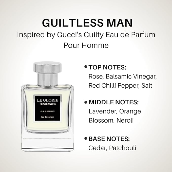 Inspired by Guilty Eau de Parfum Pour Homme, Guiltless Man EDP, Long Lasting 12-14 Hours Perfume Spray for Men, All Skin Types - 1.7 fl oz 50ml