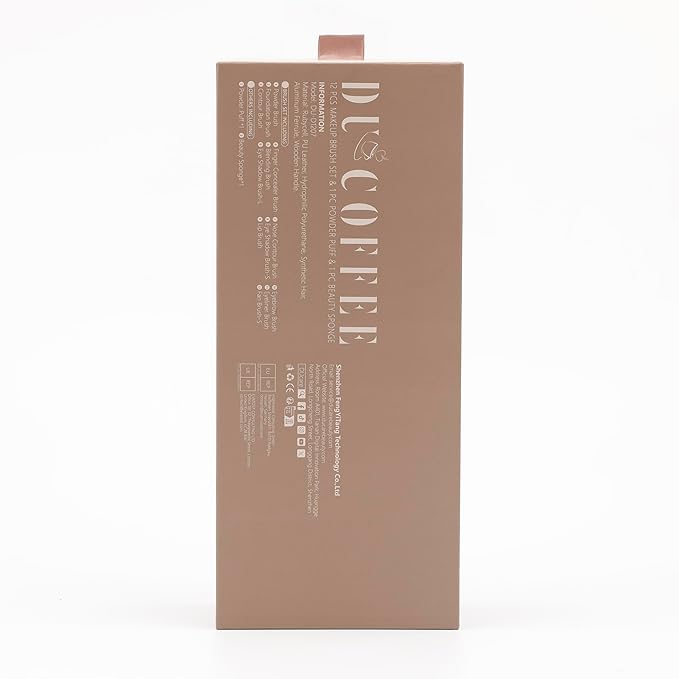 DUcare 14pcs Christmas Makeup Set,12Pcs Coffee Series Makeup Brush set with 2pcs Makeup Sponges Foundation Blending Face Powder Blush Eye Shadows Brushes