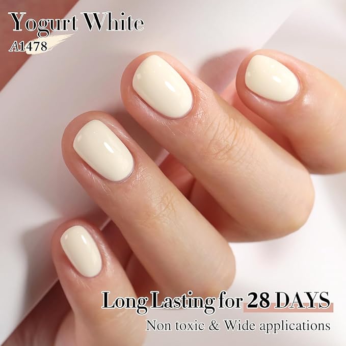 Double Rhythm 15ML Gel Polish Pure Sheer Same Color Same Bottle Soak Off Gel Polish Art Manicure Salon DIY at Home for Women (Beige White-A1478)