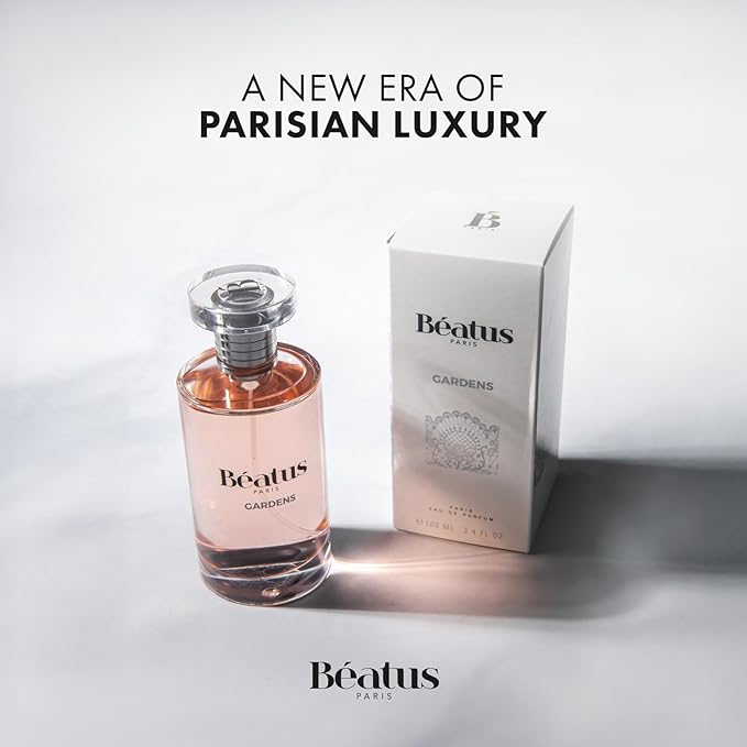 Beatus Paris Gardens - Luxury Perfume for Women - Eau de Parfum - Long-Lasting Fragrance with Notes of Spicy Rose, Jasmine, Sandalwood & Patchouli Scent - All Day Wear - Travel Size EDP Spray - 3.4 oz