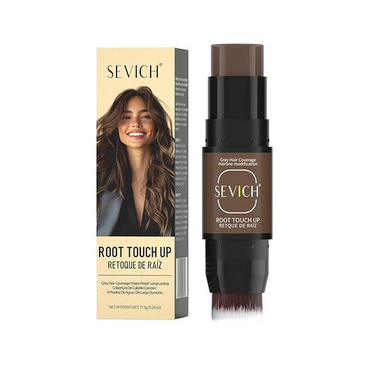 SEVICH Dual-Ended Root Touch Up Stick - Waterproof Hairline Enhancer for Sparse Hairlines & Gray Coverage, Non-Sticky Scalp Concealer with Beeswax, Instant Volume & Natural Look (Brown)