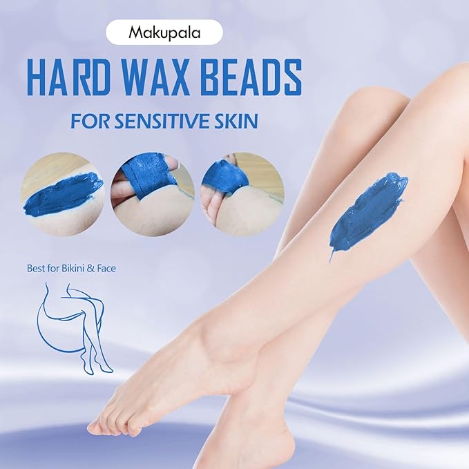 0.6 lb Hard Wax Beads for Hair Removal, Brazilian Waxing Beads for Sensitive Skin Bikini Body Face Nose Coarse and Fine Hair, 9.6 oz Blue Stripless Wax Bean, Women Men Beginner-Friendly Home
