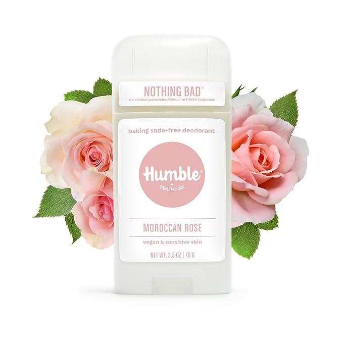 HUMBLE BRANDS Aluminum-Free Deodorant, Vegan and Cruelty- free, Formulated for Sensitive Skin, Moroccan Rose, 3 Pack, 2.5 Ounce