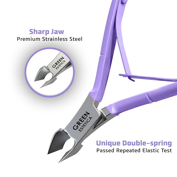 Professional Cuticle Trimmer with Cuticle Pusher Nail Cuticle Remover Nipper Silver Stainless Steel Sharp Blades Manicure Tools with Double Spring Nail Care Pedicure Nail Tools Home Spa (Purple)