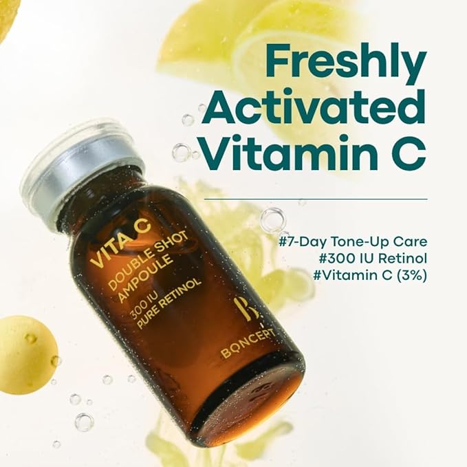 Vita C Capsule Double Shot Ampoule Kit-Korean Serum for Dark Spots Uneven Skin Tone, Pure Vita C 3% + Retinol 300 IU + Niacinamide, K-beauty, 10ml, 0.33 fl. oz.