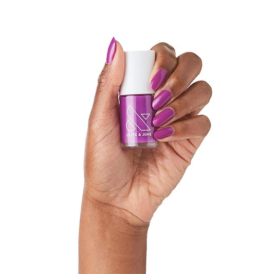 Olive & June Long Lasting Nail Polish | Plump Gel-Like Finish No Lamp Needed | Lasts up to 10 days | Salon-Quality at Home | 15-Free Vegan Cruelty-Free Chip-Resistant Shine | Grape Soda Daring Purple