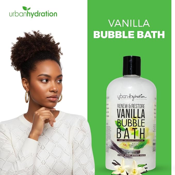Urban Hydration Renew & Restore Vanilla Bubble Bath, 16.9oz – Moisturizing & Hydrating with Coconut Oil – Sulfate, Paraben, Dye & Polybead Free – Gentle & Suitable for Sensitive Skin