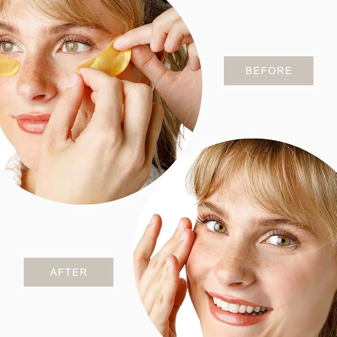 Under Eye Patches for puffy eyes and dark circles, Collagen & Peptides Skincare, Gold Eye Masks for dark circles and puffiness, Self Care Gifts for Women & Men, Under Eye Mask Patches 24 Pairs - Gold