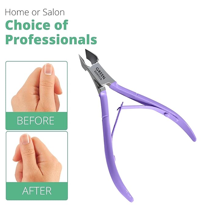 Professional Cuticle Trimmer with Cuticle Pusher Nail Cuticle Remover Nipper Silver Stainless Steel Sharp Blades Manicure Tools with Double Spring Nail Care Pedicure Nail Tools Home Spa (Purple)