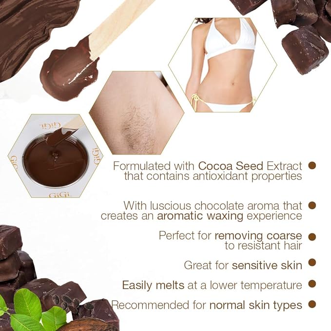 GiGi Milk Chocolate Crème Hair Removal Wax - Soft Wax for Coarse Hair, with Cocoa Seed Extract, Waxing Formula for Face, Body & Sensitive Skin, 14 oz