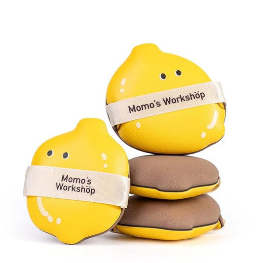 Lemon Makeup Sponge Set,Cosmetic Foundation Sponges, Dual-Textured for Wet/Dry Use, Pointed Tip for Detail Work, Halloween Makeup Sponge for Face,2pcs L+S Size Beauty Puff & Storage Case