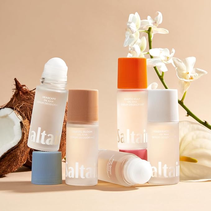 Saltair Serum Deodorant Exotic Pulp 2 Pack. 5% AHA Formula. Lactic Acid and Mandelic Acid Deodorant. Aluminum Free Odor Control for Women and Men. Travel Essentials, 2x 1.7oz Roll On