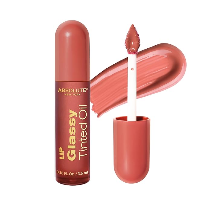 Absolute New York Dewy Water Lip and Cheek Tint, Glassy Tinted Lip Oil, with Vitamin E, Squalane and Jojoba Seed Oil (MLTN05 Rose Wine)