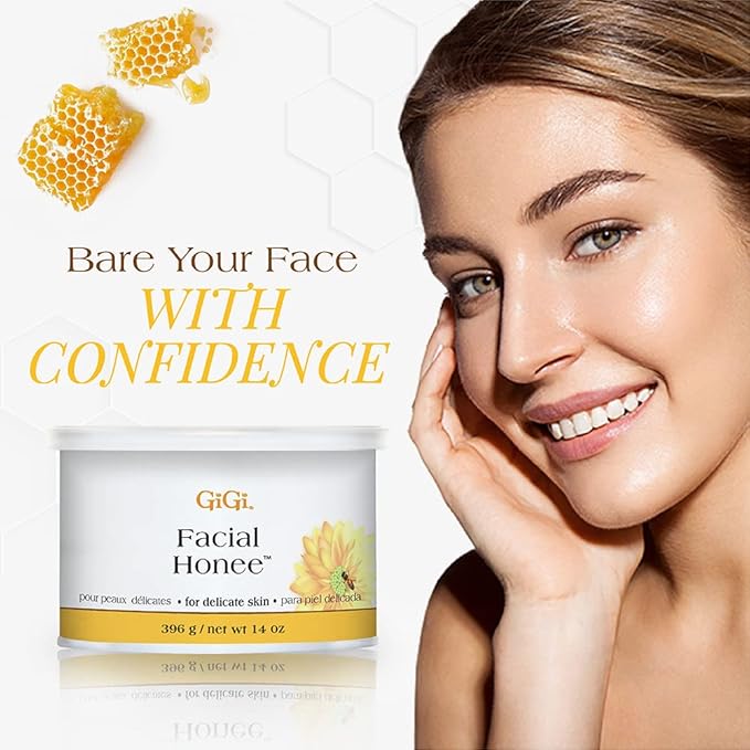 GiGi Facial Honee Wax - Hair Removal Soft Wax for Face and Delicate Skin, 14 oz