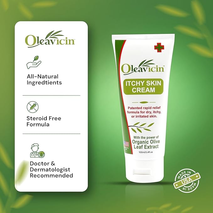 Oleavicin Extra Strength Anti-Itch Cream (3 Pack) for Dry, Itchy Skin Relief – Natural Fungal & Rash Treatment with Olive Leaf Extract – Fast-Acting, Long-Lasting Itch Relief