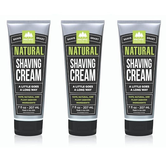Pacific Shaving Company Natural Shaving Cream - Shea Butter + Vitamin E Shave Cream for Hydrated Sensitive Skin - Clean Formula for a Smooth, Anti-Redness + Irritation-Free Shave Cream (7 Oz, 3 Pack)