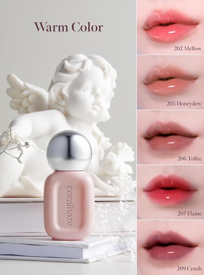 Dew Drop Tint #203 Bubbly 4.5g, Glossy, Lightweight Lip Stain, Glass-Like, High Shine, Moisturizing Lip Oil, Long Lasting Color, Hydrating Gloss, Dewy Finish, Korean Beauty Makeup