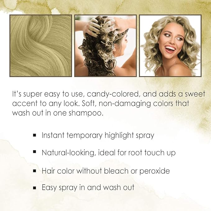 Punky Temporary Hair Highlight Spray – Beach Blonde, Washes Out, Temporary Hair Color Spray for Kids, Women, Hair-Dye, 3.5 oz, 2 Pack