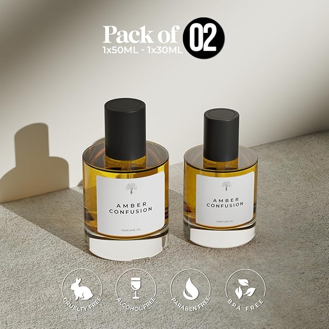 Eternal perfume oils for Women and Men - Amber Confusion Insp. by Alien Hypersense - Eau De Perfum Scents- Alcohol-Free Perfume Oil for women - Long Lasting Designer Perfumes 50ml+30ml (Pack of 2)