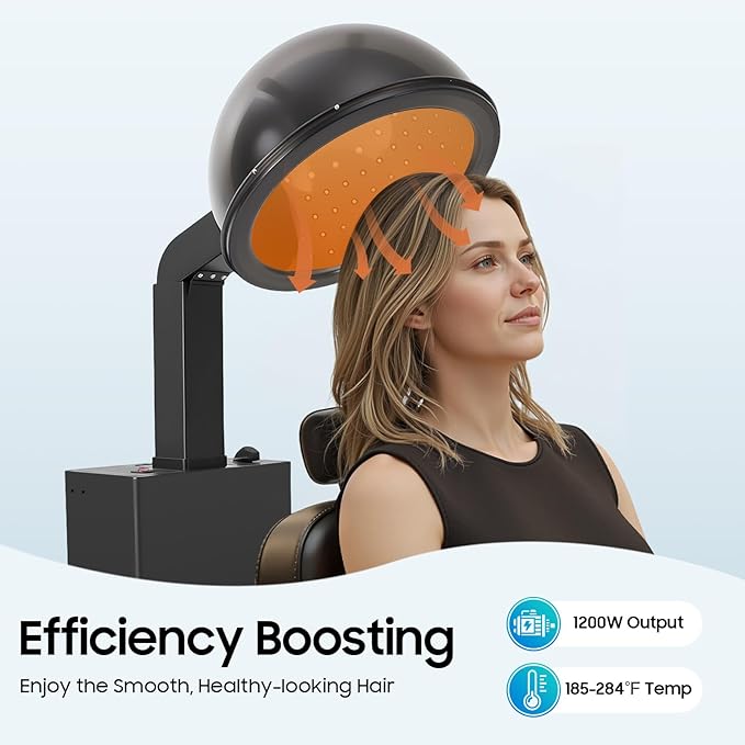 1200W Hooded Conditioning Hair Dryer, 60-Minute Timer, Temperature Adjustable Professional Hair Dryer