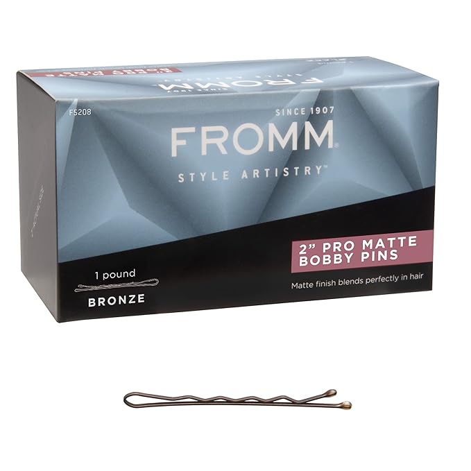 Fromm Style Artistry 2” Crimped Bobby Pins, Secure Hold, Suitable for All Hair Types and Lengths, Hair Accessories for Women, Matte Bronze, 600 Pack