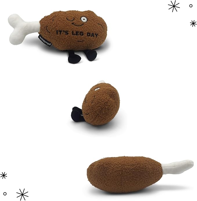 Punchkins Chicken Leg Plushie - 'It's Leg Day' Funny Plush, Gift for Humor Lovers, Cute Plush Toy for Gifting