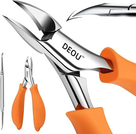 DEOU Podiatrist Toenail Clippers Ingrown Toenail Tools for Thick Nails and Inlaid Nails,Manicure and Pedicure Clippers,Heavy Duty Nail Clippers, Pedicure Tools (Orange+Nail Remover)